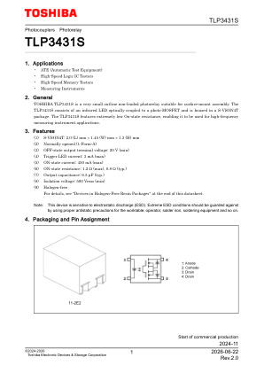 TLP3431S datasheet cover page