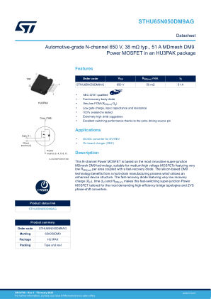 STHU65N050DM9AG datasheet cover page