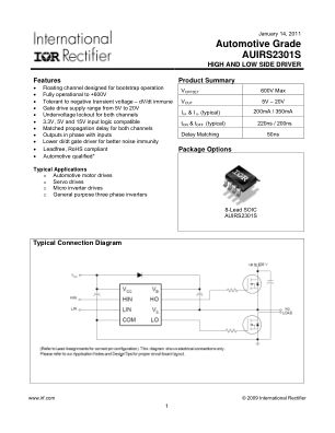 AUIRS2301S datasheet cover page