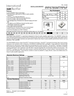 IRF6785 datasheet cover page