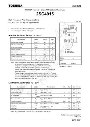 2SC4915 datasheet cover page