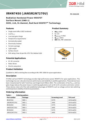 IRHN7450 datasheet cover page
