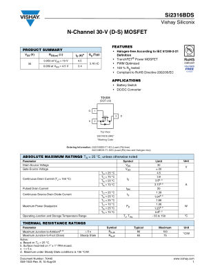 SI2316BD datasheet cover page