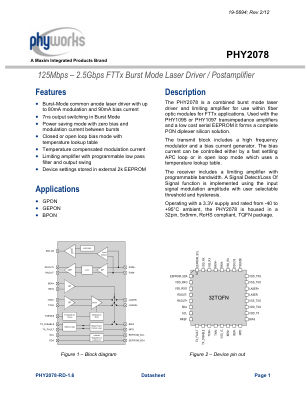 PHY2078 数据手册首页