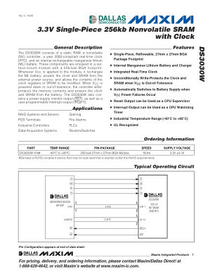 DS3030W datasheet cover page