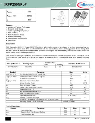 IRFP250N 数据手册首页