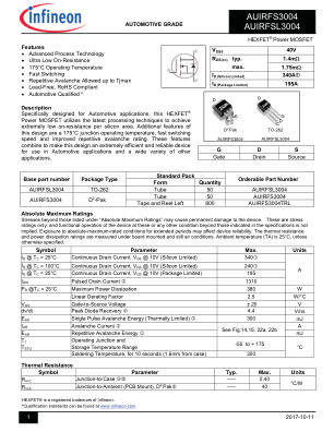 AUIRFS3004 数据手册首页