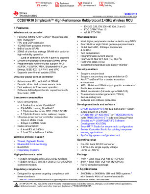 CC2674R10 datasheet cover page