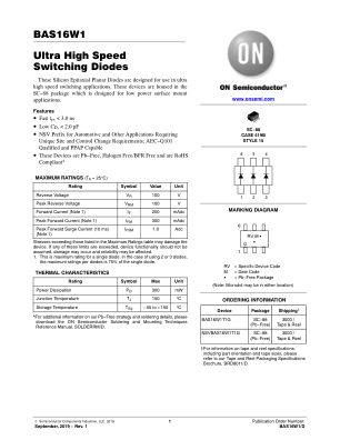 BAS16W1 datasheet cover page