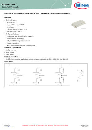 FS300R12N3E7 datasheet cover page