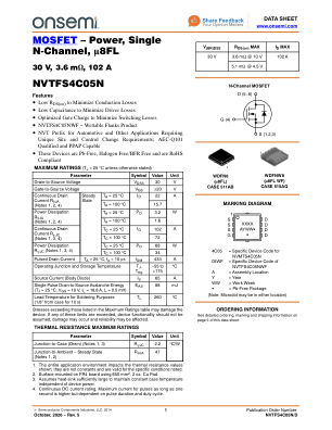 NVTFS4C05N 数据手册首页