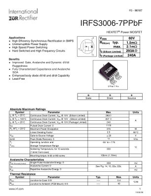 IRFS3006-7P datasheet cover page