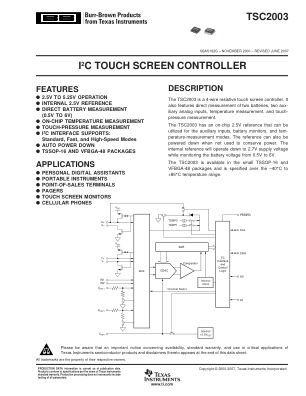 TSC2003 datasheet cover page