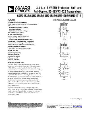 ADM3483E 数据手册首页