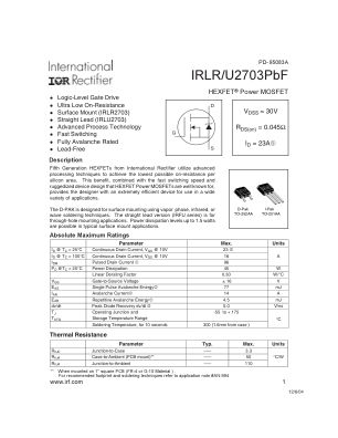 IRLR2703 数据手册首页