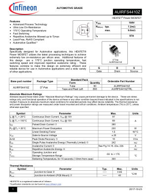 AUIRFS4410Z 数据手册首页