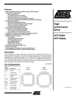 ATF1500A-10JU 数据手册首页