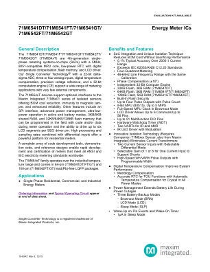 71M6541DT-71M6542GT datasheet cover page