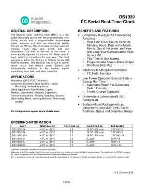 DS1339 datasheet cover page