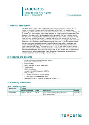 74HC40105D datasheet cover page