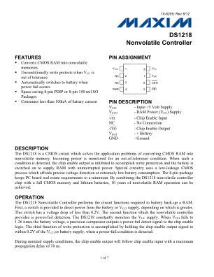 DS1218 datasheet cover page