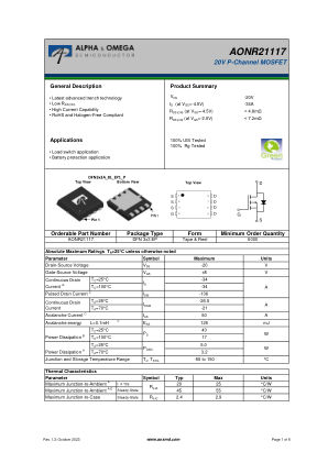 AONR21117 datasheet cover page