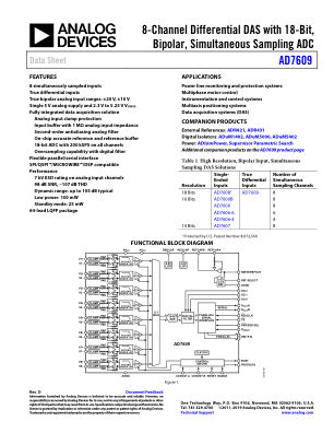 AD7609 datasheet cover page