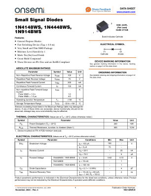 1N4148WS 数据手册首页