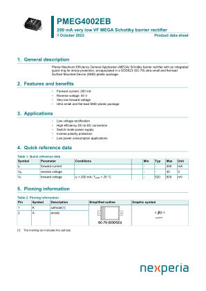 PMEG4002EB 数据手册首页
