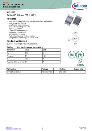 IPTC017N10NM5LF2 数据手册首页
