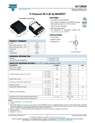SI7129DN datasheet cover page