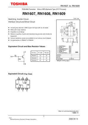 RN1607 datasheet cover page