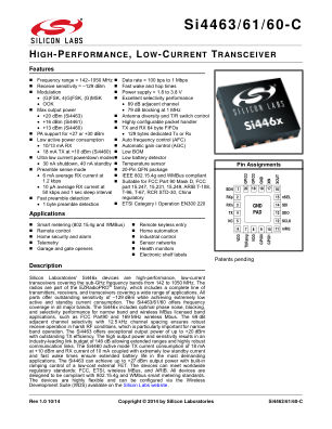 SI4463-C2A-GM datasheet cover page
