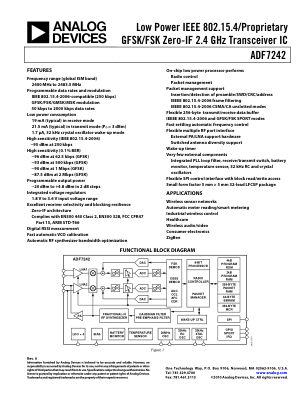 ADF7242 datasheet cover page