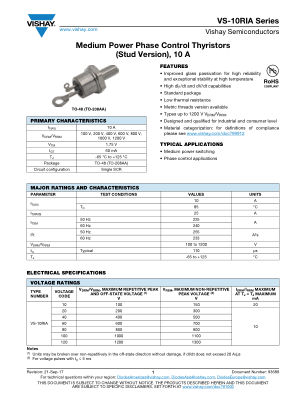 VS-10RIA 数据手册首页