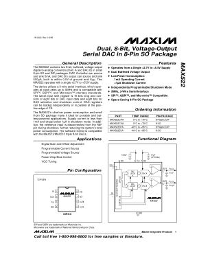 MAX522 数据手册首页