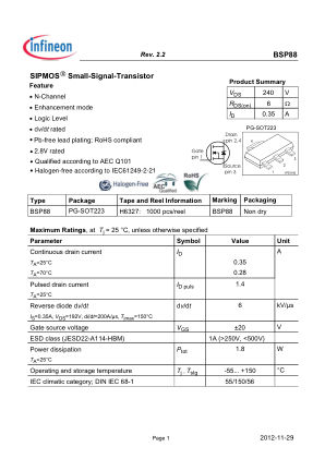 BSP88 datasheet cover page