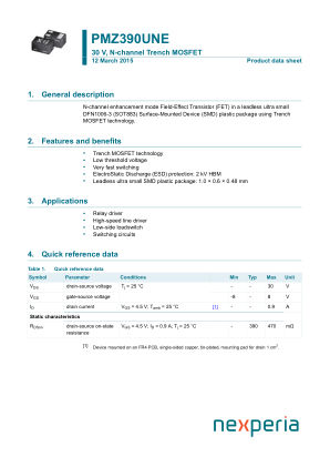 PMZ390UNEYL datasheet cover page