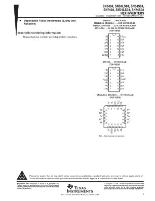 SN74S04 数据手册首页