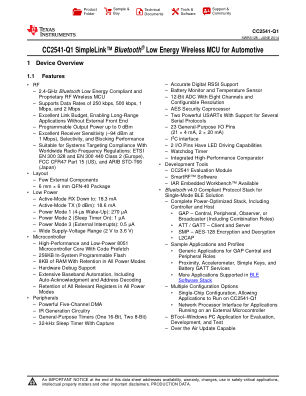 CC2541-Q1 datasheet cover page