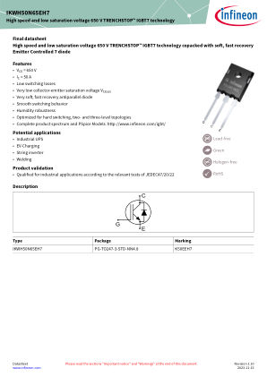 IKWH50N65EH7 datasheet cover page