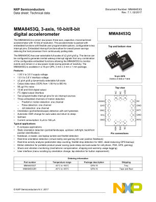 MMA8453Q datasheet cover page