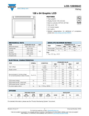LCD128H064C 数据手册首页