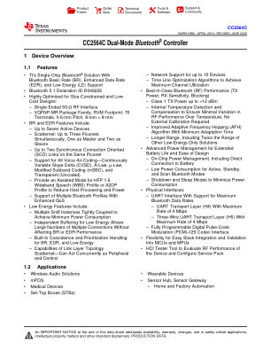 CC2564C datasheet cover page