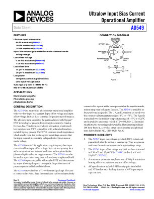 AD549 datasheet cover page