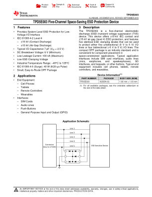 TPD5E003 数据手册首页