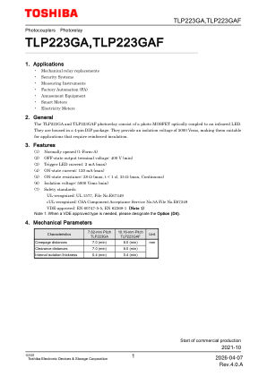 TLP223GAF 数据手册首页