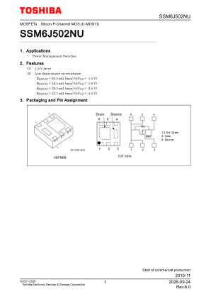 SSM6J502NU datasheet cover page