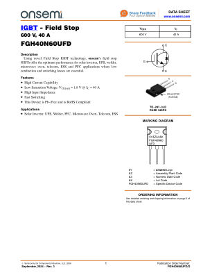 FGH40N60UFD 数据手册首页