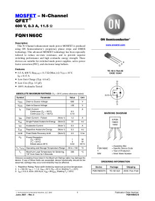 FQN1N60C 数据手册首页